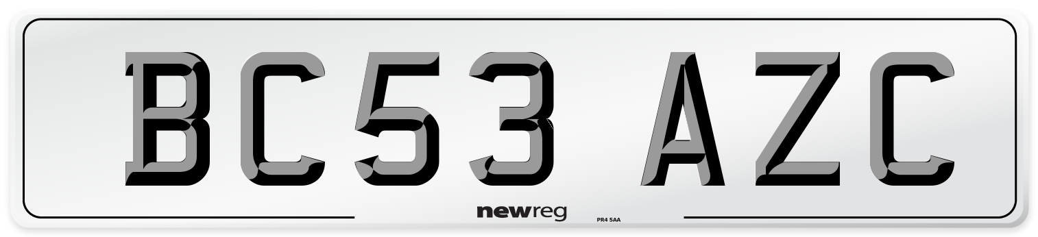 BC53 AZC Number Plate from New Reg